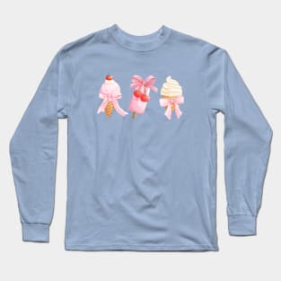 Coquette Sweet Treats Cherry & Pink Bows Ice Cream Long Sleeve T-Shirt